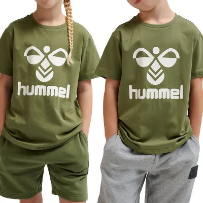 Hummel majica za dječake Tres S/S, maslinasta boja