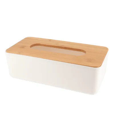 TENDANCE Kutija za maramice 26,1x13,1x8,6 cm, poliresin i bambus, bijela