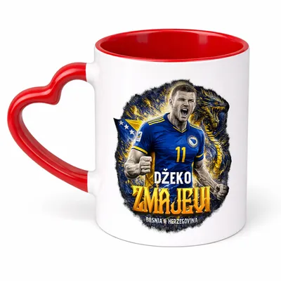 Doxy Šolja za kafu-čaj sa printom, Drška srce, Crvena