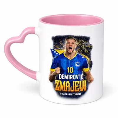 Doxy Šolja za kafu-čaj sa printom, Drška srce, Roze