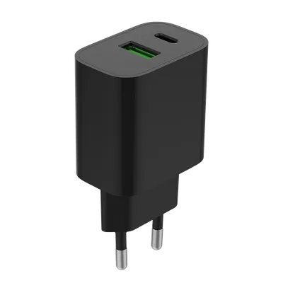 Gembird USB punjač 1xType-C + 1xUSB-A Fast Charger 20W, TA-UC-PDQC20-01-BK, Crni