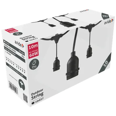 Avide Kabel sa 10 sijaličnih grla E27, dužina 10 met., Outdoor - Outdoor E27 String 10m