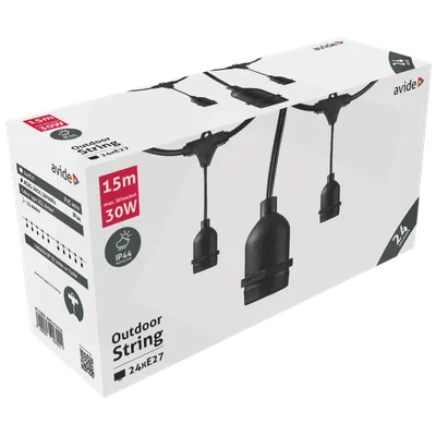 Avide Kabel sa 24 sijaličnih grla E27, dužina 15 met., Outdoor - Outdoor E27 String 15m