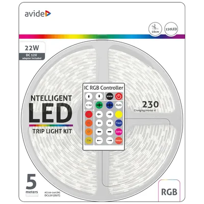 Avide LED traka sa daljinskim upravljačem,RGB,22W,12V,5 met.,IP65 - ABLSBL12V5050-30RGB-IC65