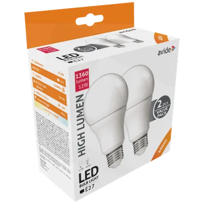 Avide Sijalica, LED 12W, E27, 4000K, 230V AC, pak. 2 kom. - Globe Twin Pack A60 12W E27