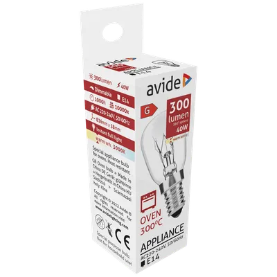 Avide Sijalica za pećnicu, 40W, E14, 3000K, 300 °C, IP20 - Oven 300 °C bulb 40W E14