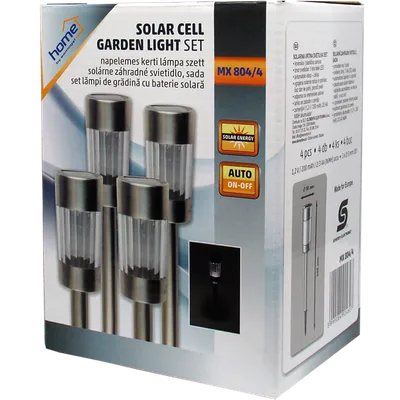 Home Solarna vrtna LED lampa, metalna, set 4 komada, 300 mAh - MX 804/4, Siva