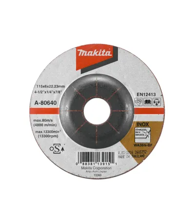 Makita Brusna ploča za nehrđajući čelik, ispupčena, abrazivni disk 115 mm A-80640