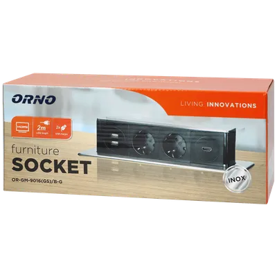 Orno Produžni kabel sa 2 x Schuko,2 x USB utičnice,HDMI,ugradbena - OR-GM-9016(GS)/B-G