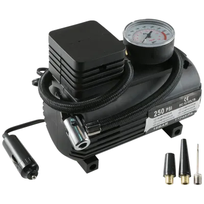 SAL Kompresor, auto, 12 V, 18 bar, 250 PSI - 90304, Crni