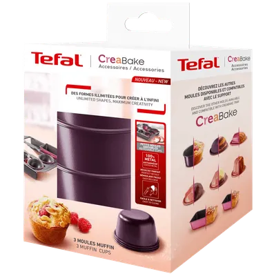 Tefal Kalup za mafine, 3 komada, CreaBake - J3069404, Ljubičasti