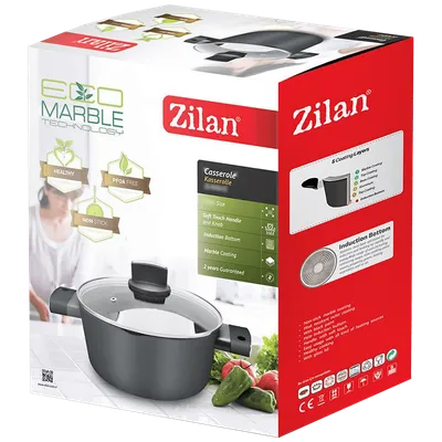 Zilan Lonac sa staklenim poklopcem, 24 cm - ZLN0843, Crni