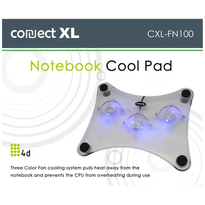 Connect XL Hladnjak za laptop 4D, 12"-15", 3 ventilatora, konekcija USB - CXL-FN100, Bijeli