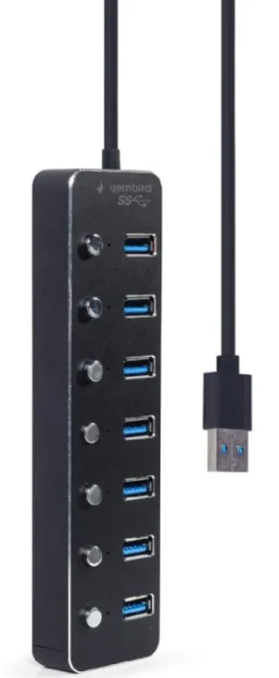 Gembird UHB-U3P7P-01 čvorište sa 7 portova, 7xUSB 3.1, crna