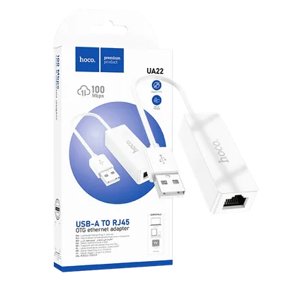 Hoco. Adapter USB na LAN - UA22, Bijeli