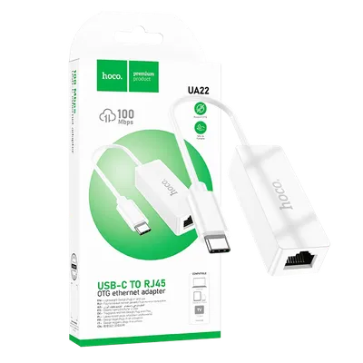 Hoco. Adapter USB type C na LAN - UA22 type C, Bijeli