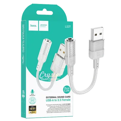 Hoco Adapter za slušalice, USB type A na 3.5 mm - LS37 , Bijeli