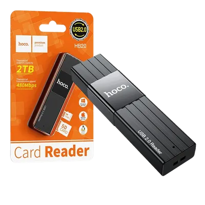 Hoco Čitač kartica, 2u1, USB - HB20 Mindful, Crni