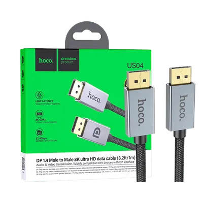 Hoco Kabl display port na display port, US04, 1 met - US04 1M, Sivi