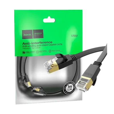 Hoco Mrežni kabl, CAT6, Gigabit Ethernet, flat, 1 met., crna - US07 General, 1 met., Crni