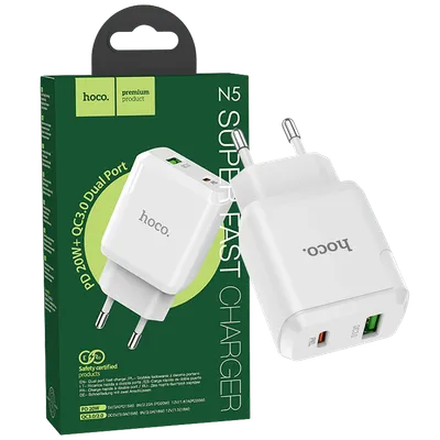 Hoco Punjač kućni, brzi, PD 20W, QC3.0 18W - N5 Favor White