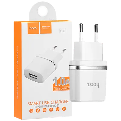 Hoco Punjač kućni za smartphone, tablete, 1.0 A - C11 Smart single USB, Bijeli