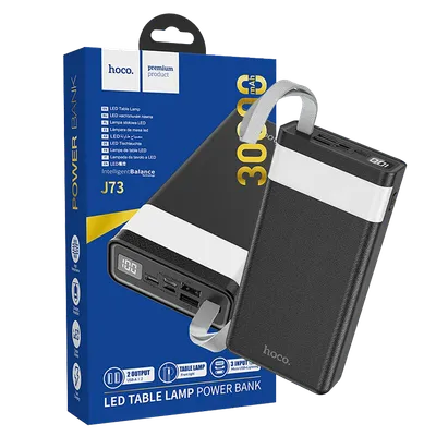 Hoco Punjač prijenosni sa lampom, Hoco j73, 30000mAh, 2A / 2A - J73 Powerful, Crni