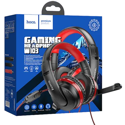 Hoco Slušalice sa mikrofonom, gaming, 3.5 mm / USB, crvena - W103 Magic tour