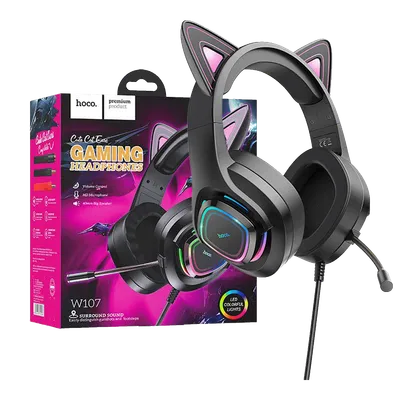 Hoco Slušalice sa mikrofonom, gaming, USB/3.5 mm, LED - W107 , Crne