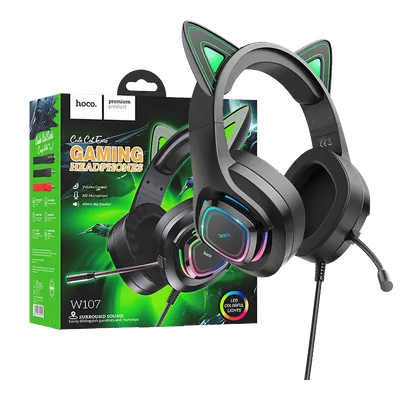 Hoco Slušalice sa mikrofonom, gaming, USB/3.5 mm, LED - W107, Crne