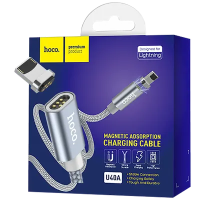 Hoco USB kabl za iPhone, metal magnetic, Lightning, 2.0 A - U40A Magnetic Lightning, Sivi