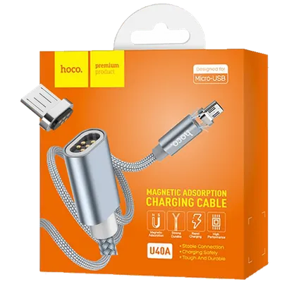 Hoco USB kabl za smartphone, metal magnetic, micro USB, 2.0 A - U40A, Sivi