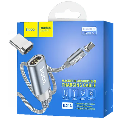 Hoco USB kabl za smartphone, metal magnetic, type C, 2.0 A - U40A Magnetic type C, Sivi