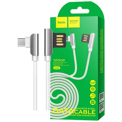 Hoco USB kabl za smartphone, micro USB, 1.2 met., 2.4 A, bijela - U42 Exquisite steel, Micro USB, Bijeli