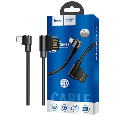 Hoco USB kabl za smartphone, micro USB, kutni 90°, 1.2 met,crna - U37 Long Roam, Micro USB , Crni
