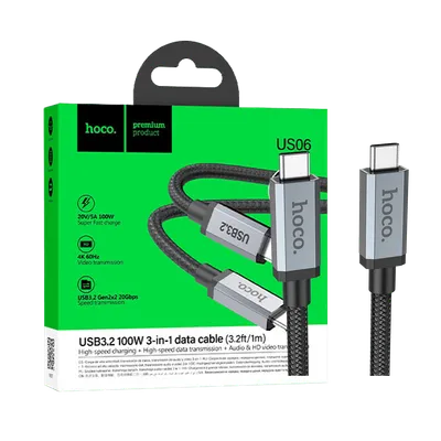 Hoco USB kabl za smartphone, US06, USB3.2 type C, dužina 1 met. - US06 1M, Sivi