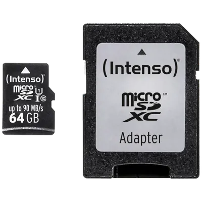 Intenso Micro SDHC/SDXC kartica 64GB Class 10, UHS-I + adapter, Pro - BULK MicroSD, Crna