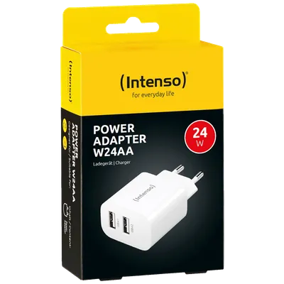 Intenso Punjač kučni, 2 x USB-A, 2.4A, 24W - Power Adapter W24AA, Bijeli