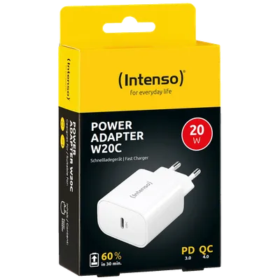 Intenso Punjač kučni, brzi, USB-C, 3A, 20W - Power Adapter W20C, Bijeli