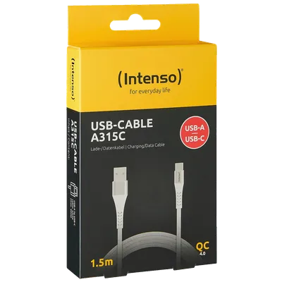 Intenso USB kabl za smartphone, USB-A to USB type C, 1.5 met. - USB-Cable A315C, Bijeli
