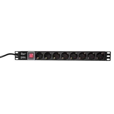 LogiLink Napojni panel 19" PDU 1U 8xSchuko PDU8C01 , Crni