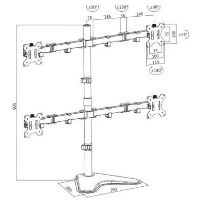 Logilink nosač za cetiri monitora BP0046, Crni