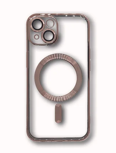 Magsafe Silikon za iPhone 14 sa zaštitom kamere, Roze-zlatna