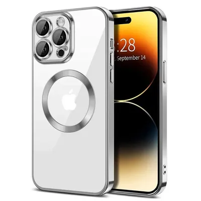 Magsafe Silikon za iPhone 14 sa zaštitom kamere, Srebrna