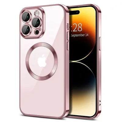 Magsafe Silikon za iPhone 15 Plus sa zaštitom kamere, Roze