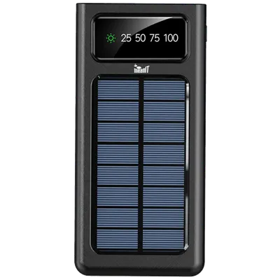 MeanIT Punjač prijenosni za mobitele + svjetiljka,solarni, 10000mAh - P1, Crni