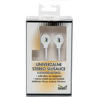 MeanIT Slušalice sa mikrofonom, stereo, 3,5mm, bijele - SLUNI2