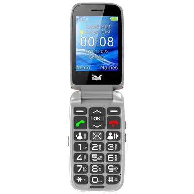 MeanIT Telefon mobilni, 2.8" ekran, Dual SIM, SOS tipka - Senior Flip Max, Crveni