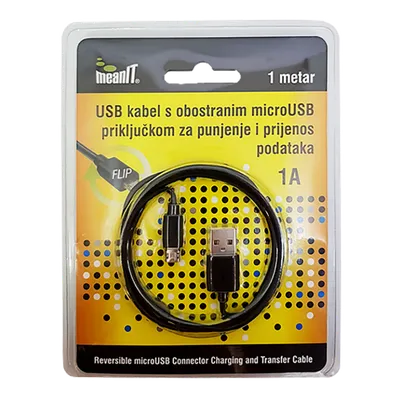 MeanIT USB A na USB micro kabl, FLIP, dužina 1.0 metar - USB / micro USB - 1m