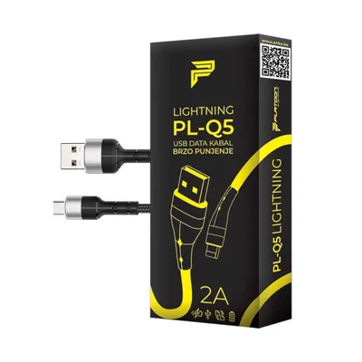 Platoon pl-q5 lighting 1.5m usb data kabl za brzo punjenje, Crni